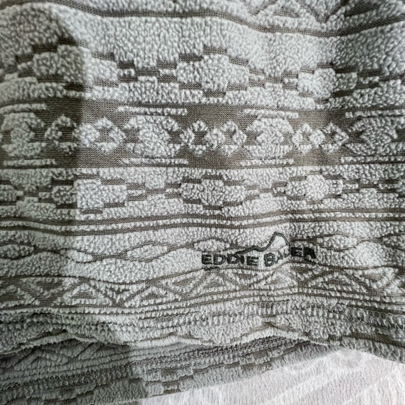 Y2K EDDIE BAUER AZTEC EMBOSSED NEUTRAL FLEECE SWEATER 1/2 ZIP SEXY WARM TOP M - Picture 10 of 17